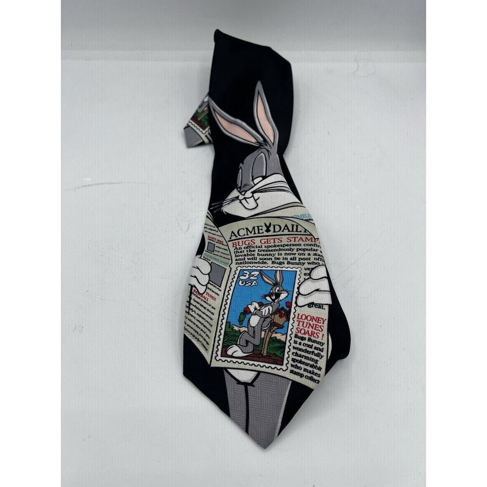 Vintage Looney Tunes 1997 USPS Stamp Collection Bugs Bunny Novelty Necktie